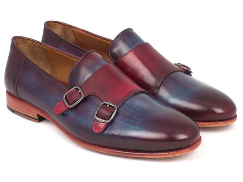 Paul Parkman Bordeaux & Navy Monkstrap Shoes