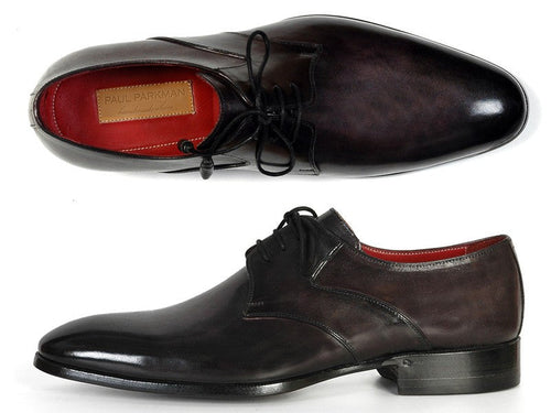 Paul Parkman Men's Black Hand-Painted Derby Shoes