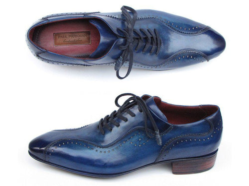 Paul Parkman Men's Blue Handmade Casual Shoes