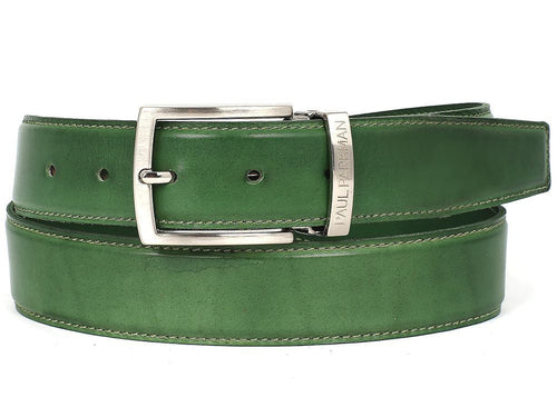 PAUL PARKMAN Green Hand-Painted Leather Belt