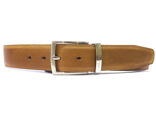 PAUL PARKMAN Men's Beige Perforated Leather Belt