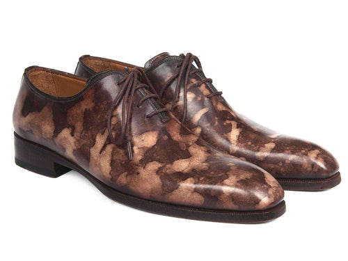 Paul Parkman Camouflage Hand-Painted Wholecut Brown Oxfords