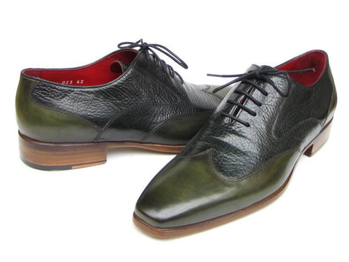 Paul Parkman Green Leather Wingtip Oxfords