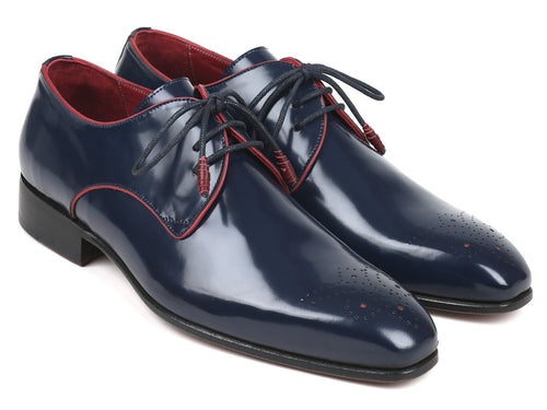 Paul Parkman Navy Medallion Toe Derby Shoes