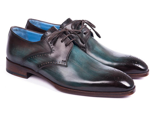 Paul Parkman Turquoise & Brown Medallion Derby Shoes