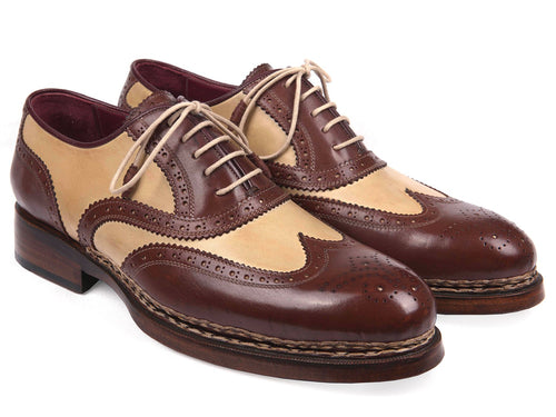 Paul Parkman Beige/Brown Wingtip Brogues