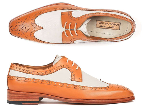Paul Parkman Cognac & Cream Wingtip Derby Shoes