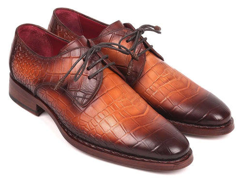 Paul Parkman Brown Crocodile Embossed Shoes