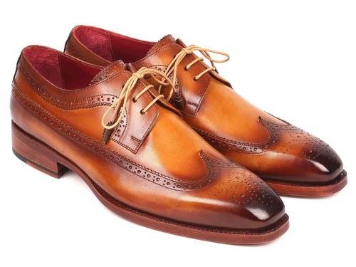 Paul Parkman Handmade Camel Wingtip Derby Shoes