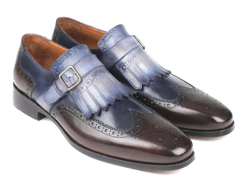 Paul Parkman Blue & Brown Kiltie Monkstraps