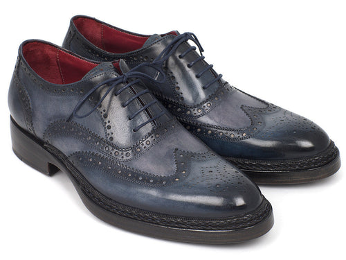 Paul Parkman Blue Leather Wingtip Brogues