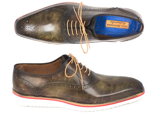 Paul Parkman Men's Army Green Oxford Shoes