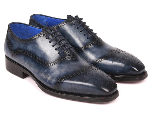 Paul Parkman Navy Leather Oxford Shoes