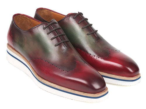 Paul Parkman Men's Bordeaux & Green Wingtip Oxfords