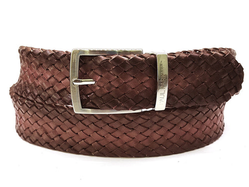 PAUL PARKMAN Hand-Painted Brown Leather Belt