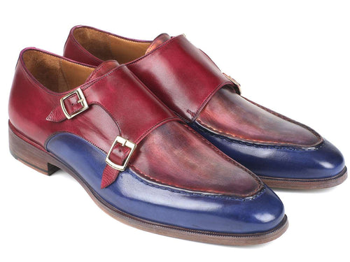 Paul Parkman Blue & Bordeaux Double Monkstrap