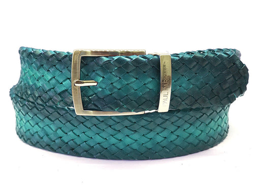 PAUL PARKMAN Men's Turquoise Woven Leather Belt