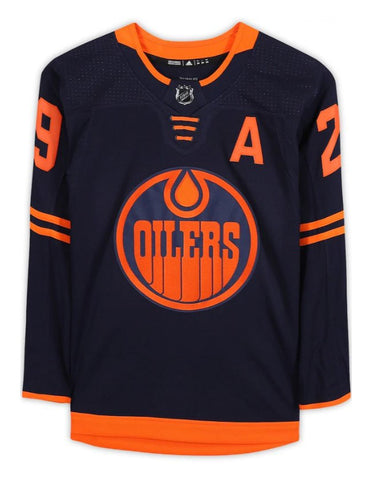 Leon Draisaitl Edmonton Oilers Handsigniertes Navy Alternate Adidas Jersey Sportmemories24