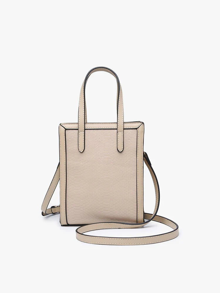 Emmie Snake Rectangular Sachel - Beige