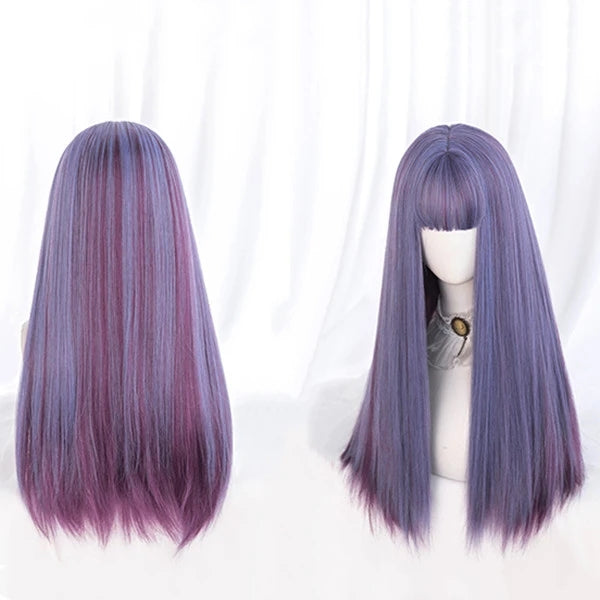 Purple long straight wig KF81460