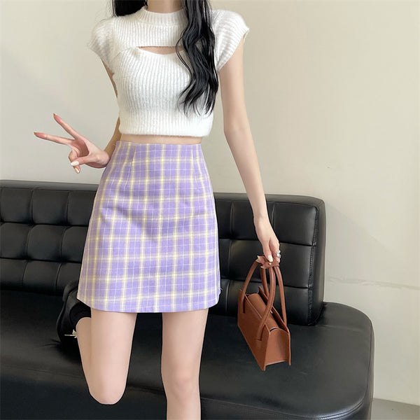 Purple Plaid Skirt KF90772 – unzzy