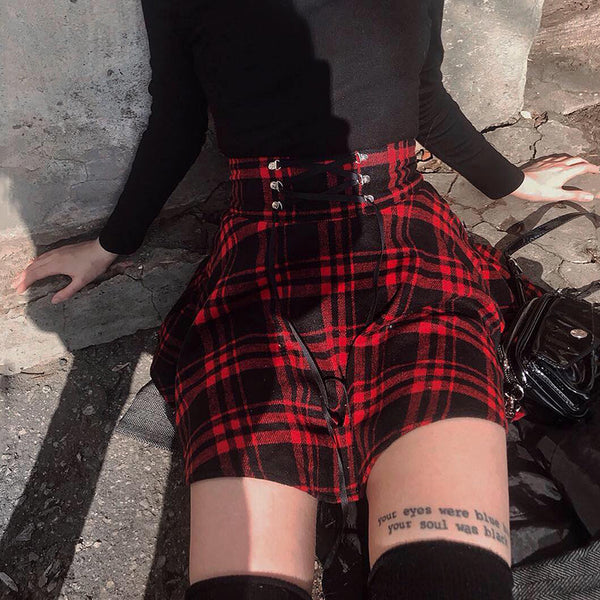 Red plaid skirt KF9526 – unzzy