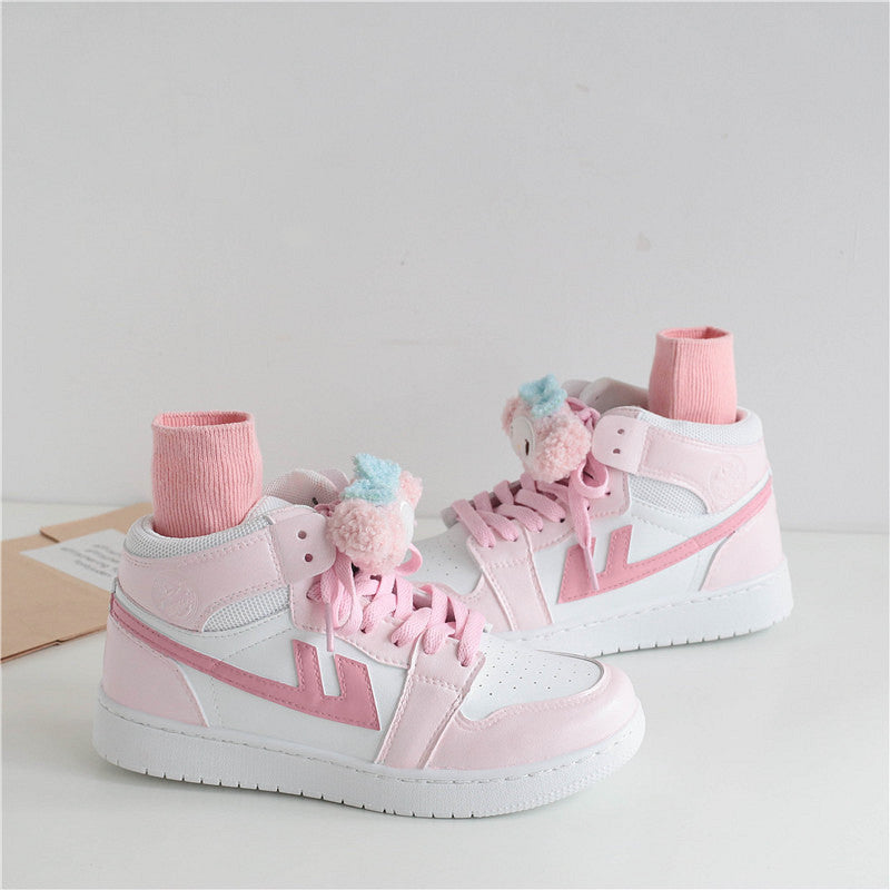 Pink high-top sneakers KF90087 – unzzy