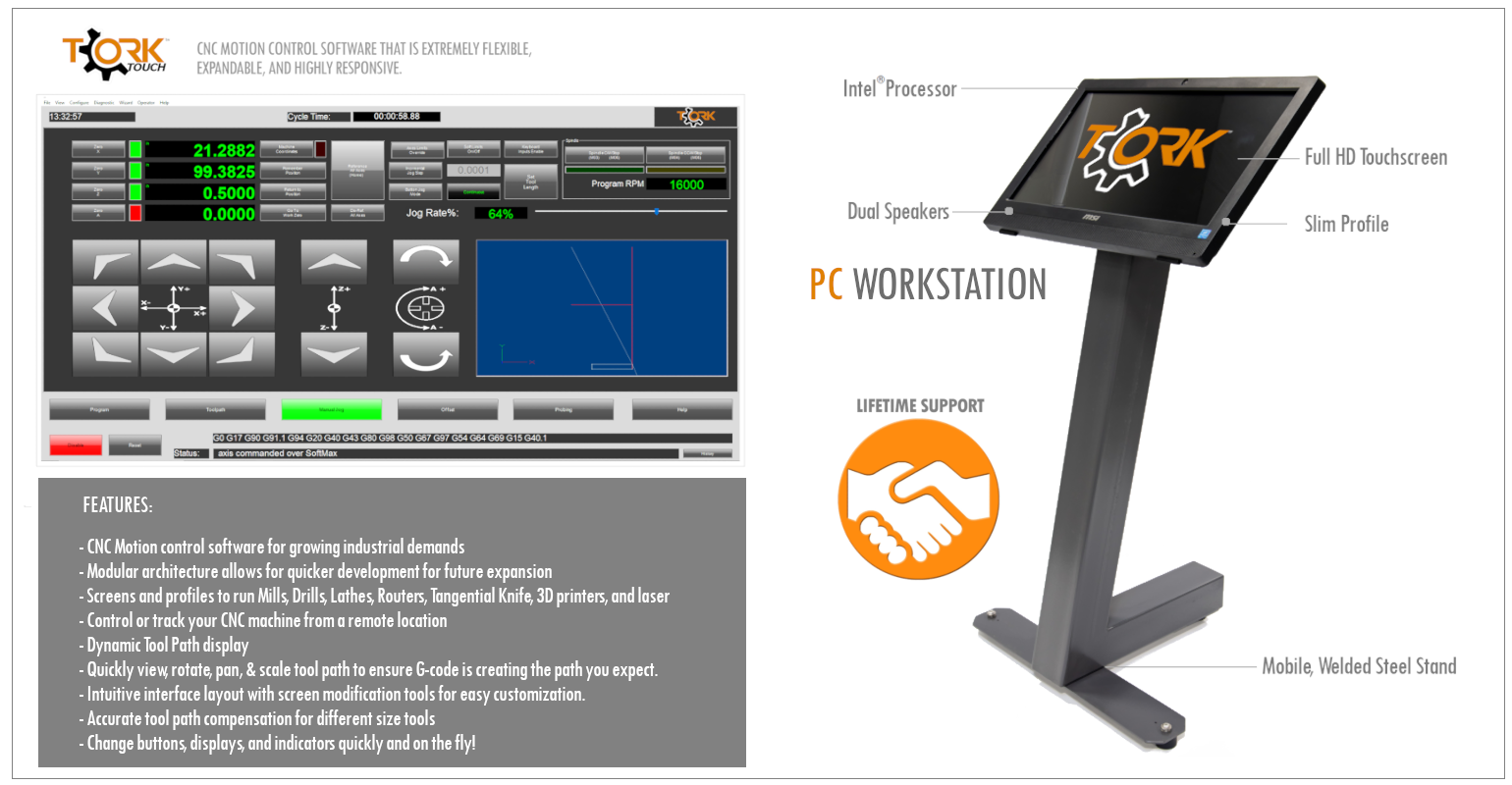 Tork Touch cnc software interface