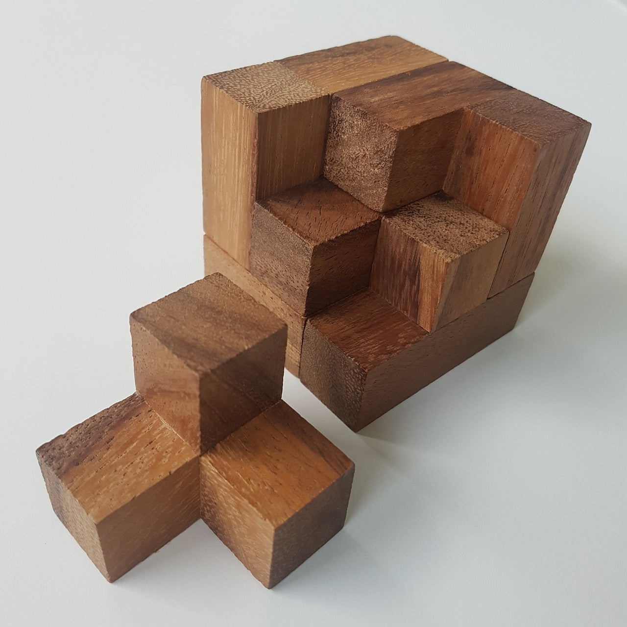 Wooden brainteasers, like this one, are easy to create on your CNC router. They're also consistently popular with a ready market.