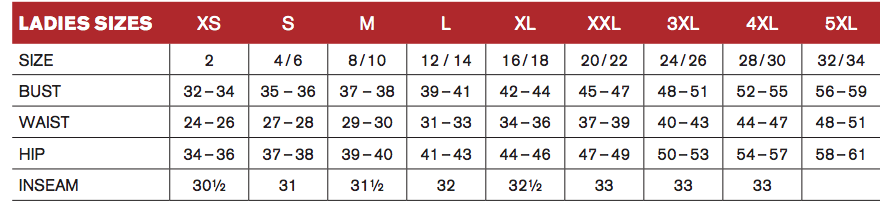 Size Chart– LA Shirt Company