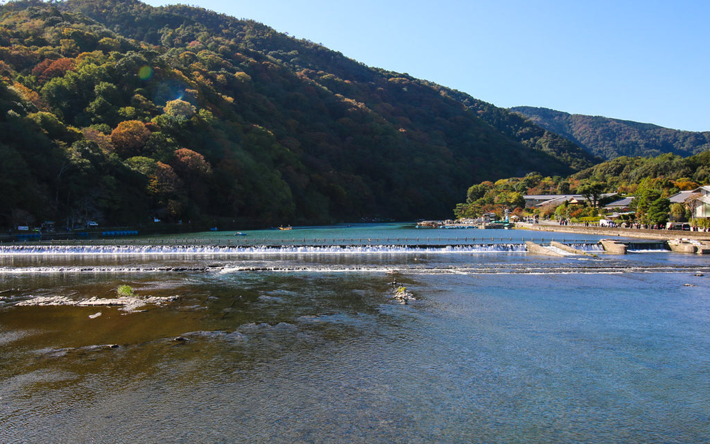 Beautiful views in Arashiyama from the Togetsu-kyō Bridge.