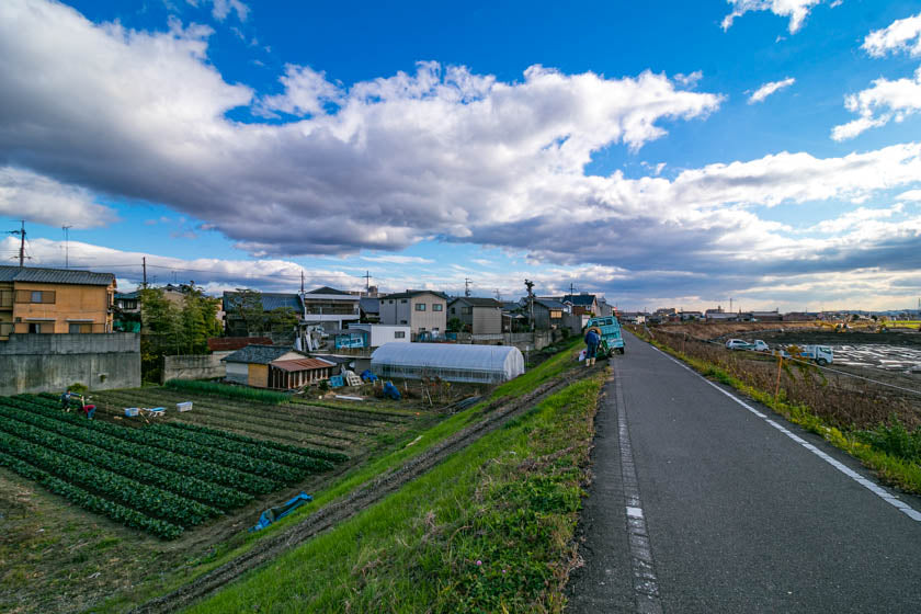 Un paisaje espléndido al final de la etapa del río Katsura.