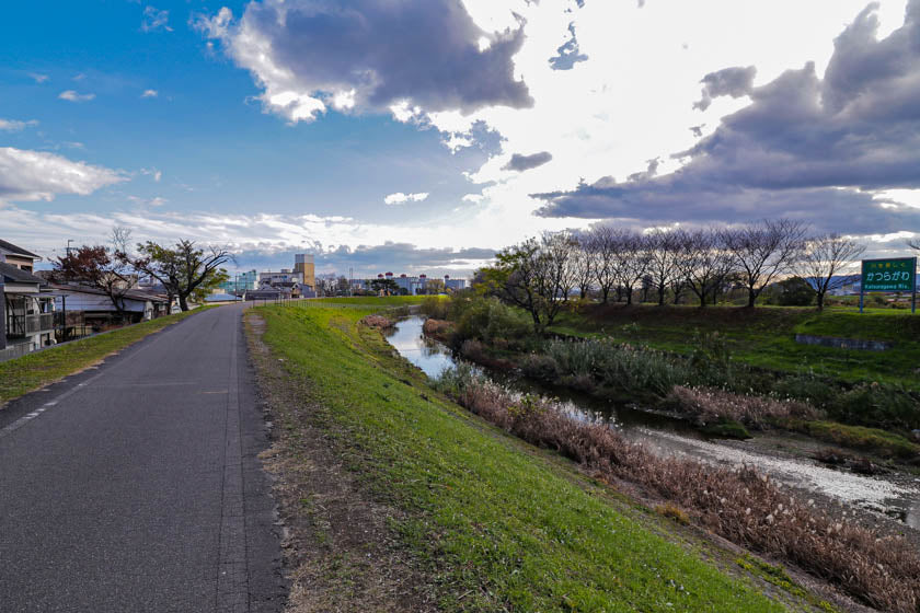Stunning scenery on the cycling path from Kyoto to Osaka.