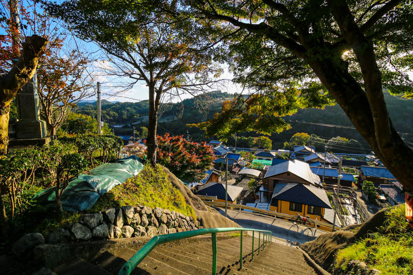 Looking down from Jokoji shrine on our Kyoto, Uji and Otsu cycling route.