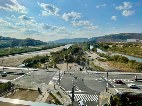 Sakura Deai-Kan View from tower at the intersection of Katsura, Uji and Kizu rivers