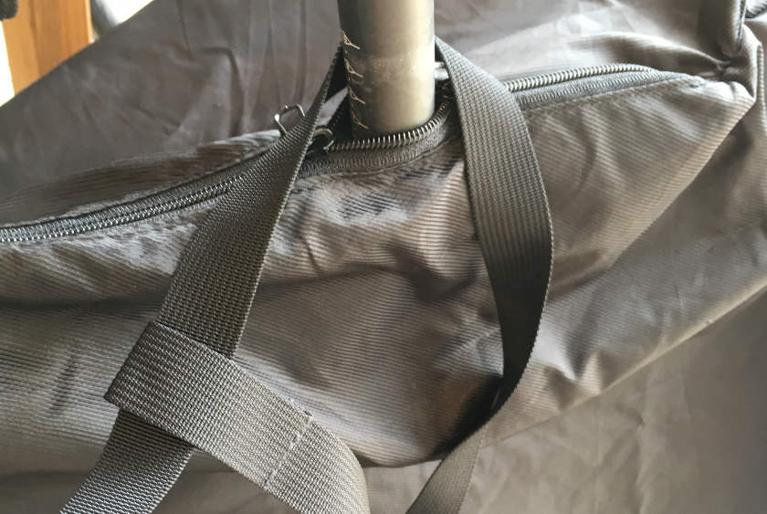 Seat post shoulder strap.