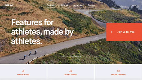 The Strava features page on their website.