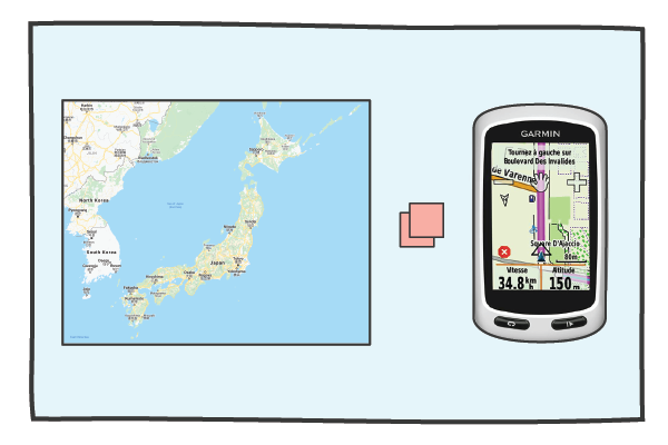 The map of Japan is put into a Garmin Edge Touring GPS device.