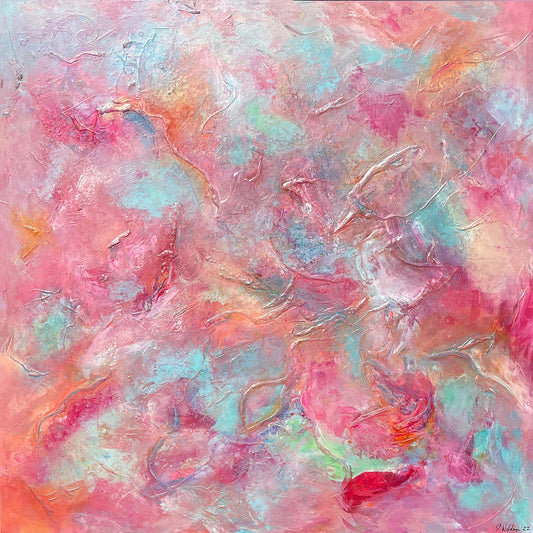 Ocean Abstract Acrylic Painting. Free flow Wave Art. Canvas Print by  CreativeKate (Pink_Tea_Roses_Art on Inst