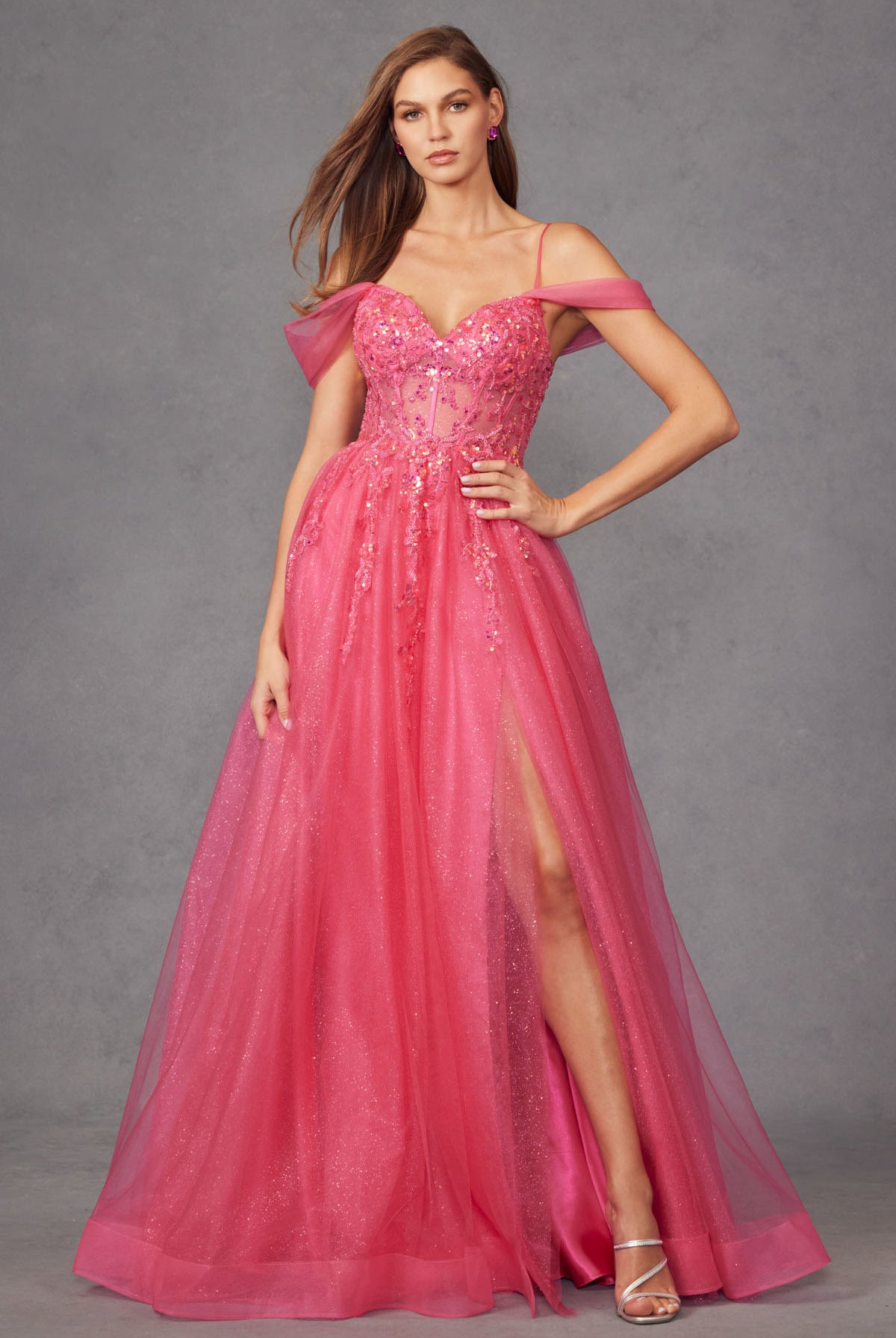 A-Line Sparkly One Shoulder Gorgeous Modest Prom Dresses with Detachable  Skirt PD347