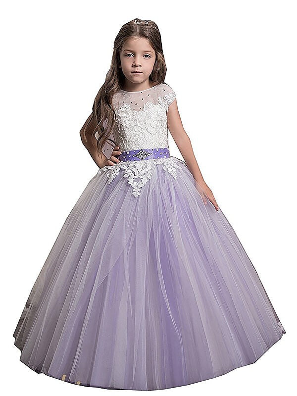 flower girl dresses white and purple