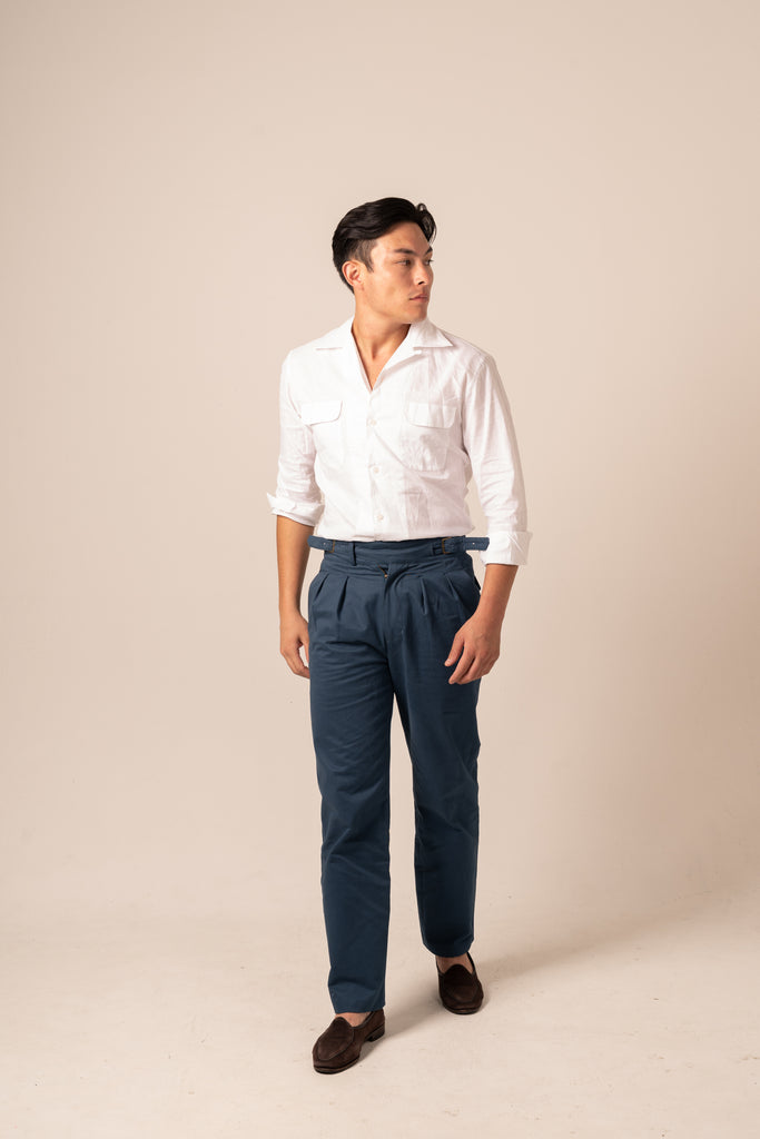 high rise pleated trousers mens