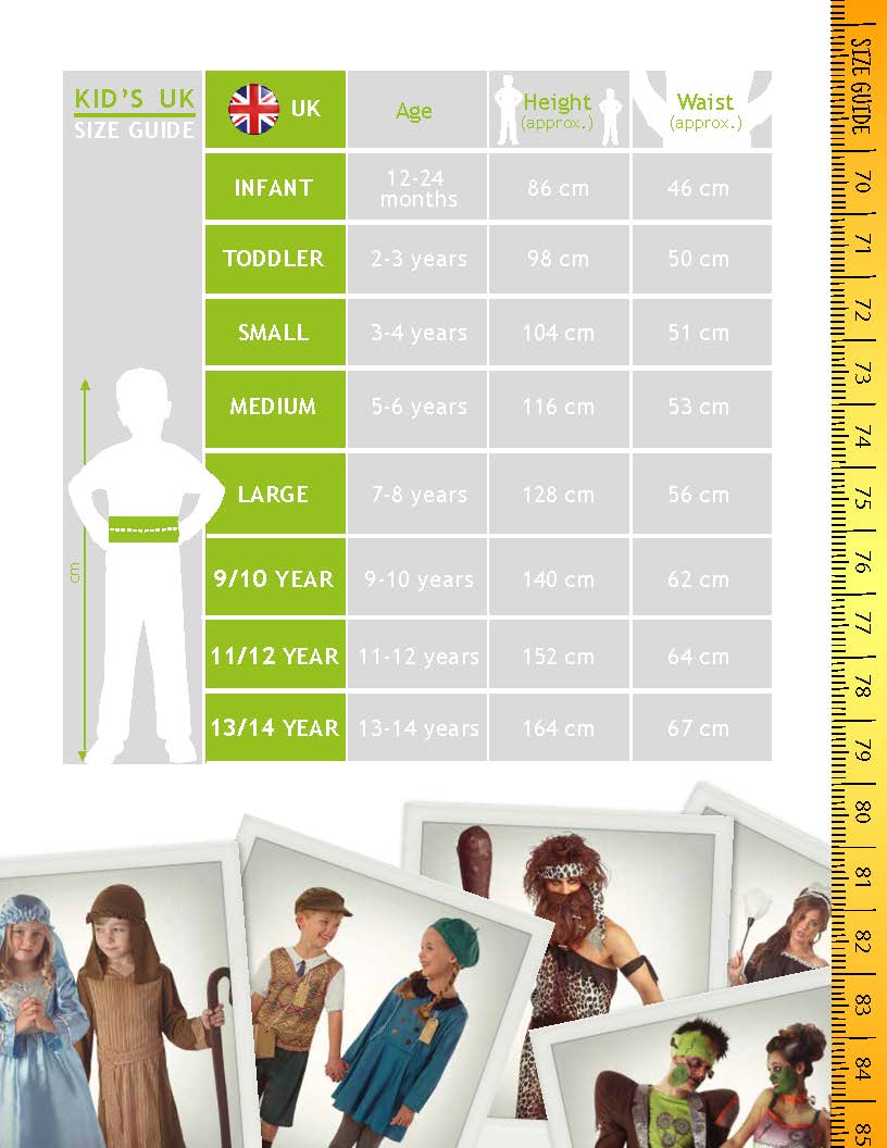 Rubies Child Size Chart