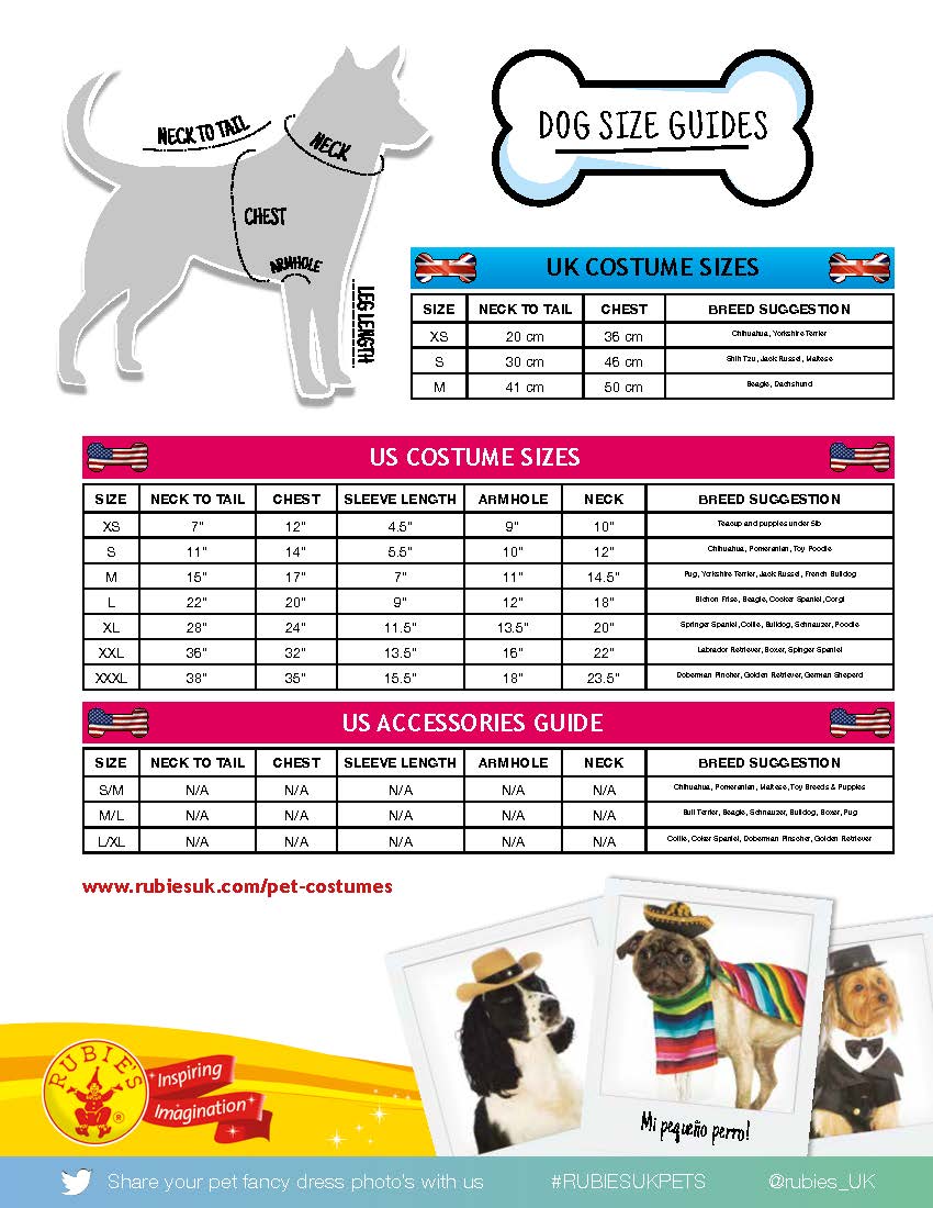 Rubies Child Size Chart