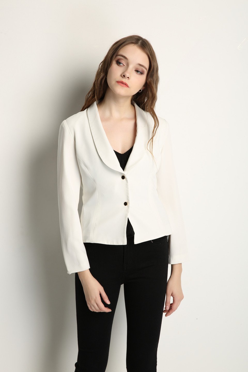 White Blazer With Gold Buttons