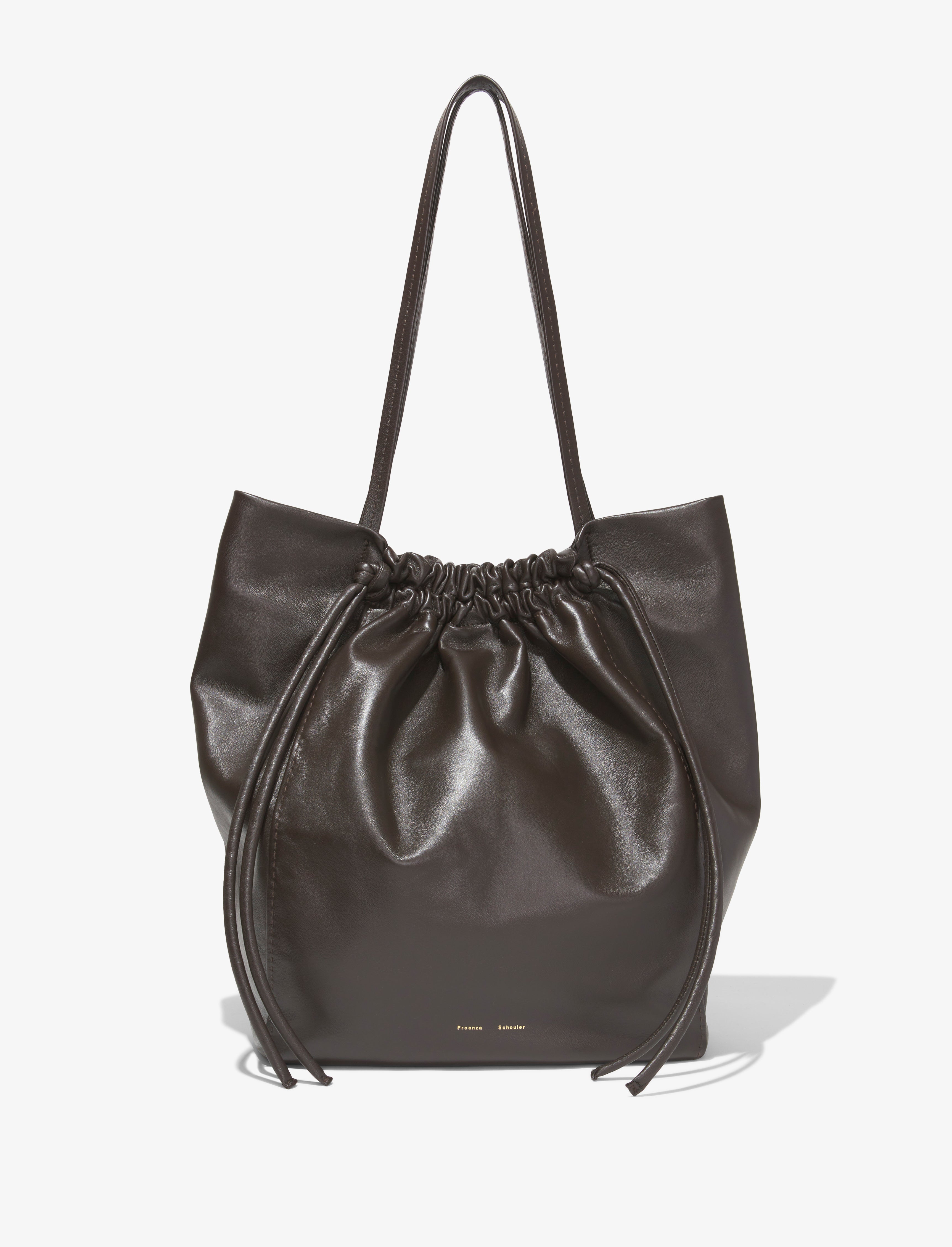 Proenza Schouler Drawstring Leather Tote Bag Black