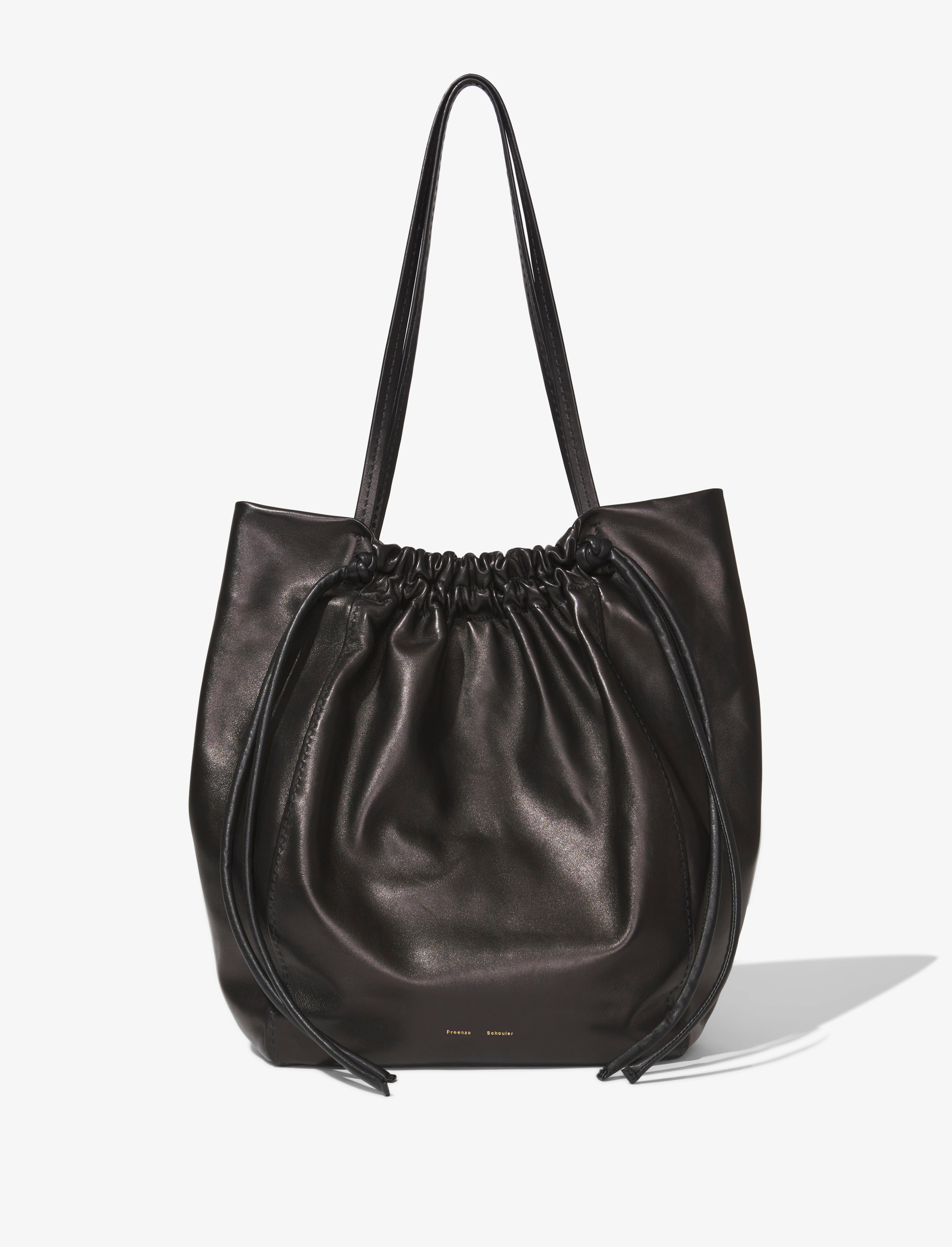 Proenza Schouler Drawstring Leather Tote Bag Black