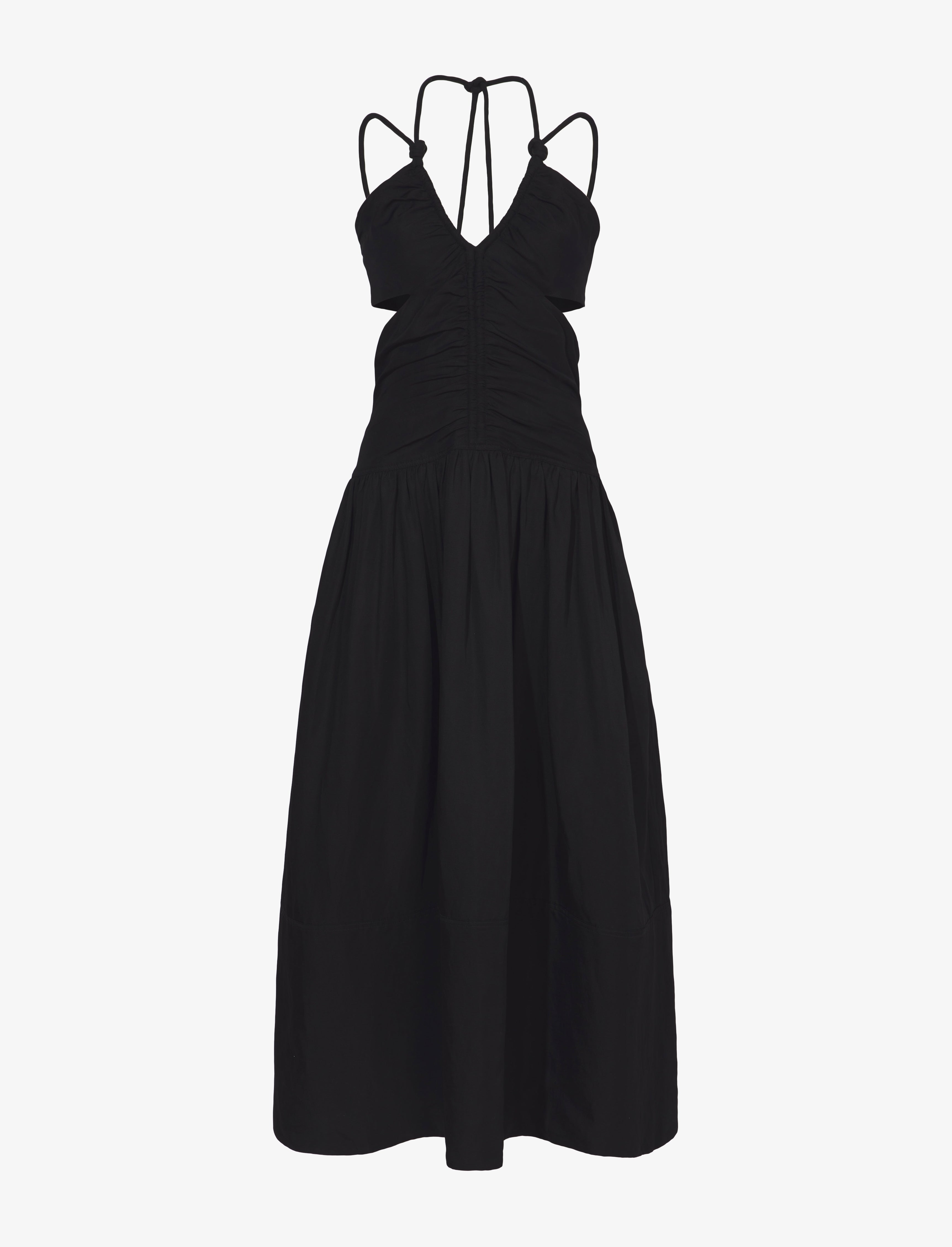 Proenza Schouler Viscose Linen Ruched Dress - Black | Proenza Schouler ...