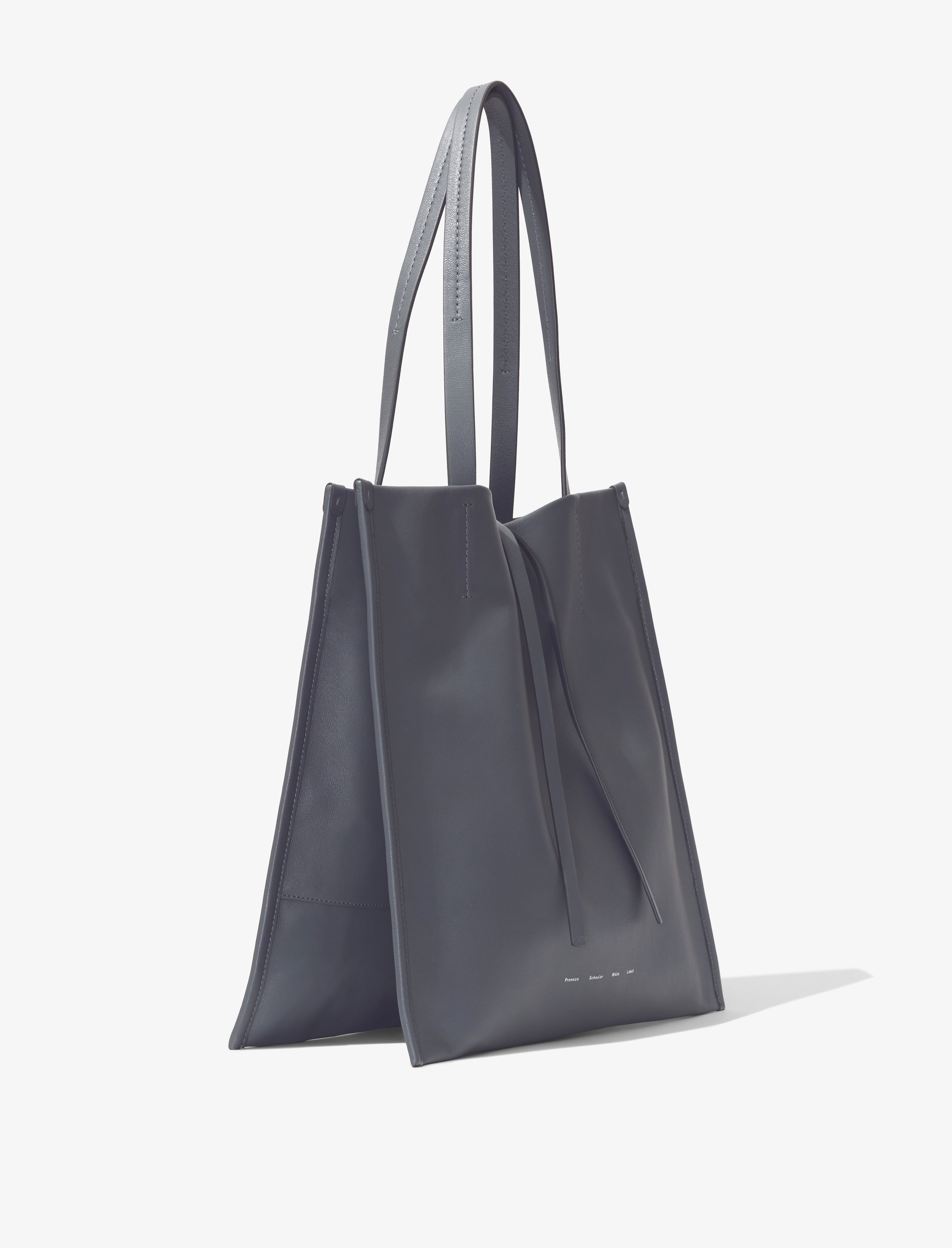 Nappa leather double strap tote bag - Black