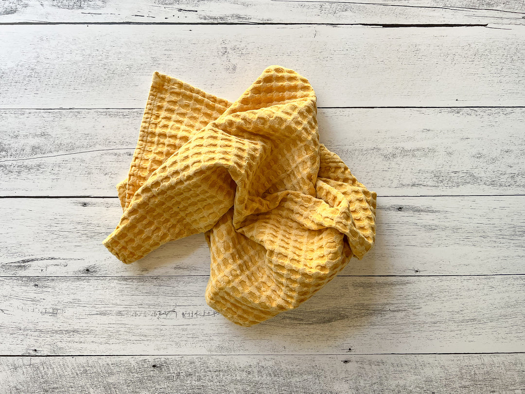 Shiraleah Hazel Yellow Waffle Weave Dish Towel : Target